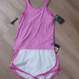 Nike pink and white short sz small, pink Nike tank size large girl or xs womens
